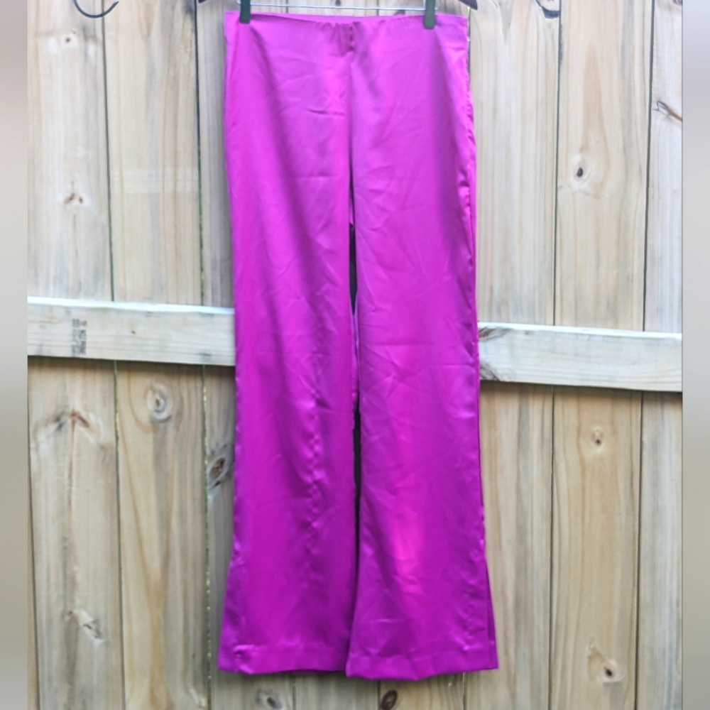 Blush Boutique Wide Leg Satin Silky High Waist Pants